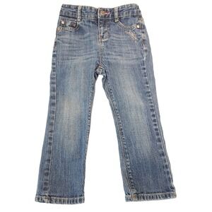 Genuine Kids Oshkosh Baby Girl 24 Months Denim‎ Blue Jeans Embroidered Flower